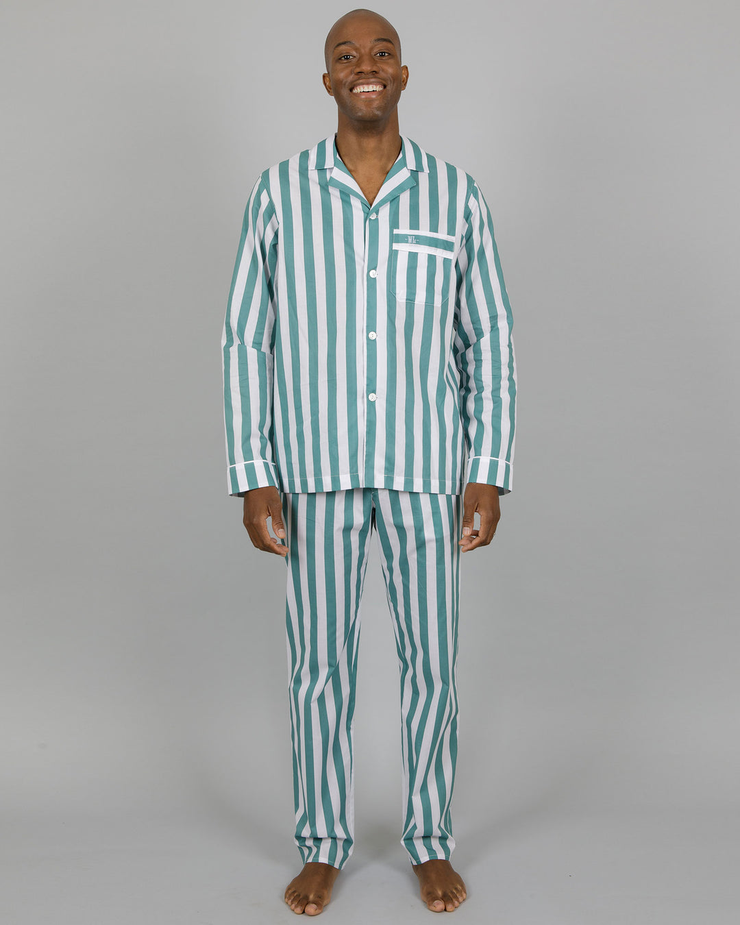 Mens Long Pyjamas Cape Cod Front - Woodstock Laundry UK