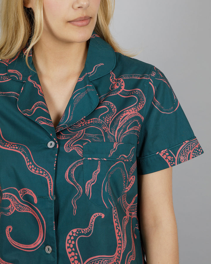 Womens Short Pyjamas - Octopus Pink