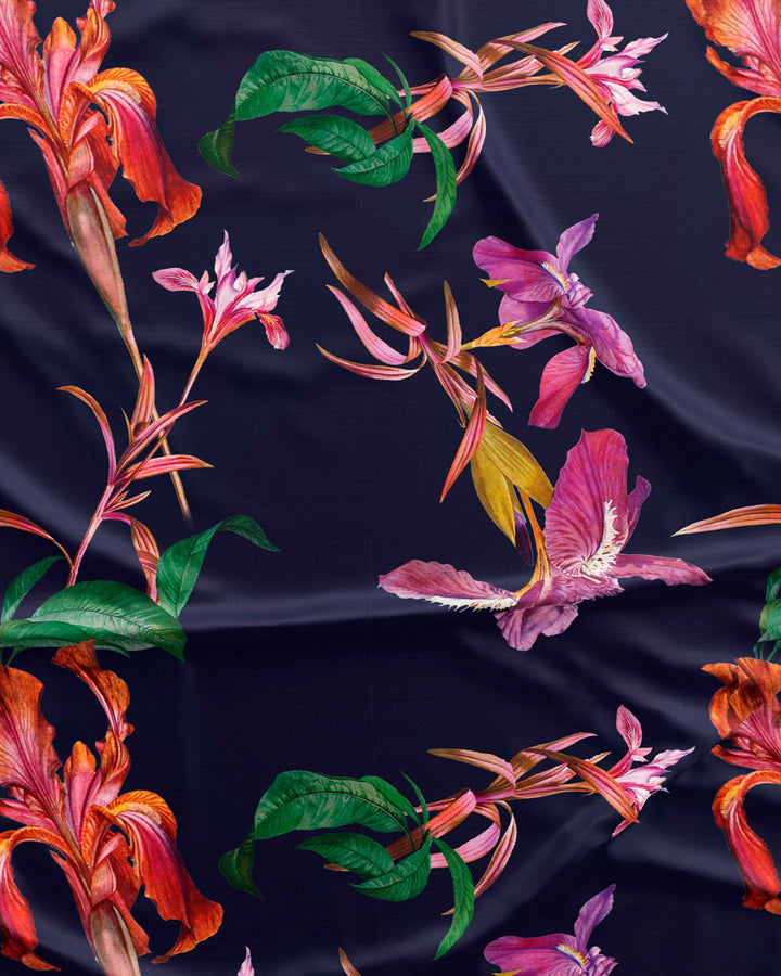 Iris Navy Pattern Detail - Woodstock Laundry UK