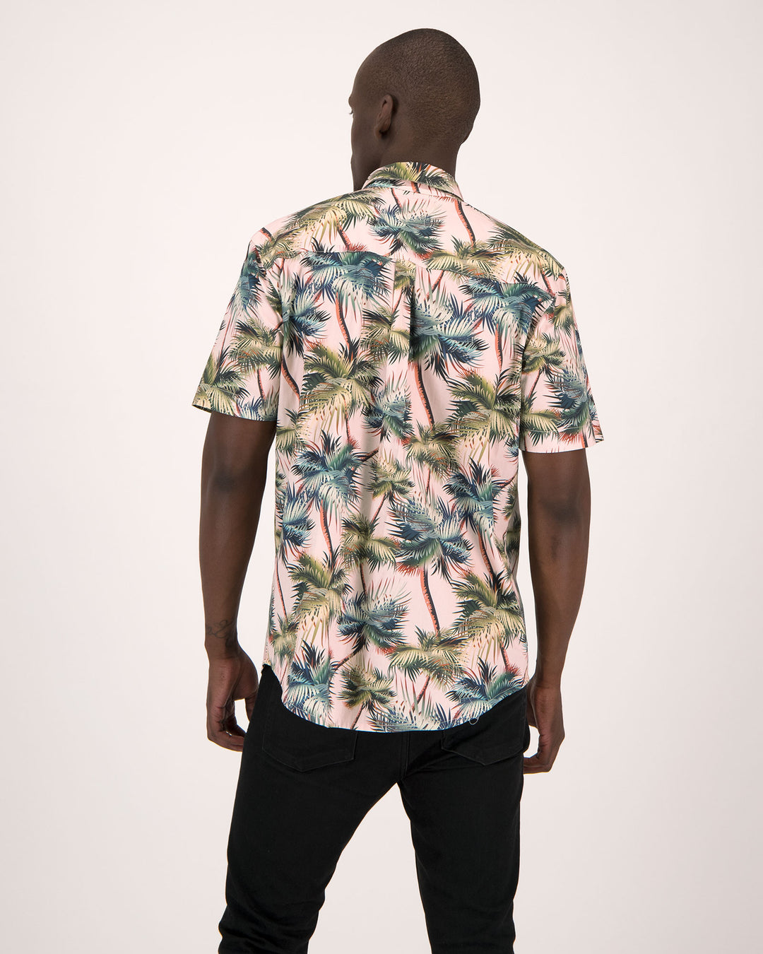 Mens Organic Cotton Holiday Shirt Las Palmas Retro Style for Summer Back - Woodstock Laundry UK
