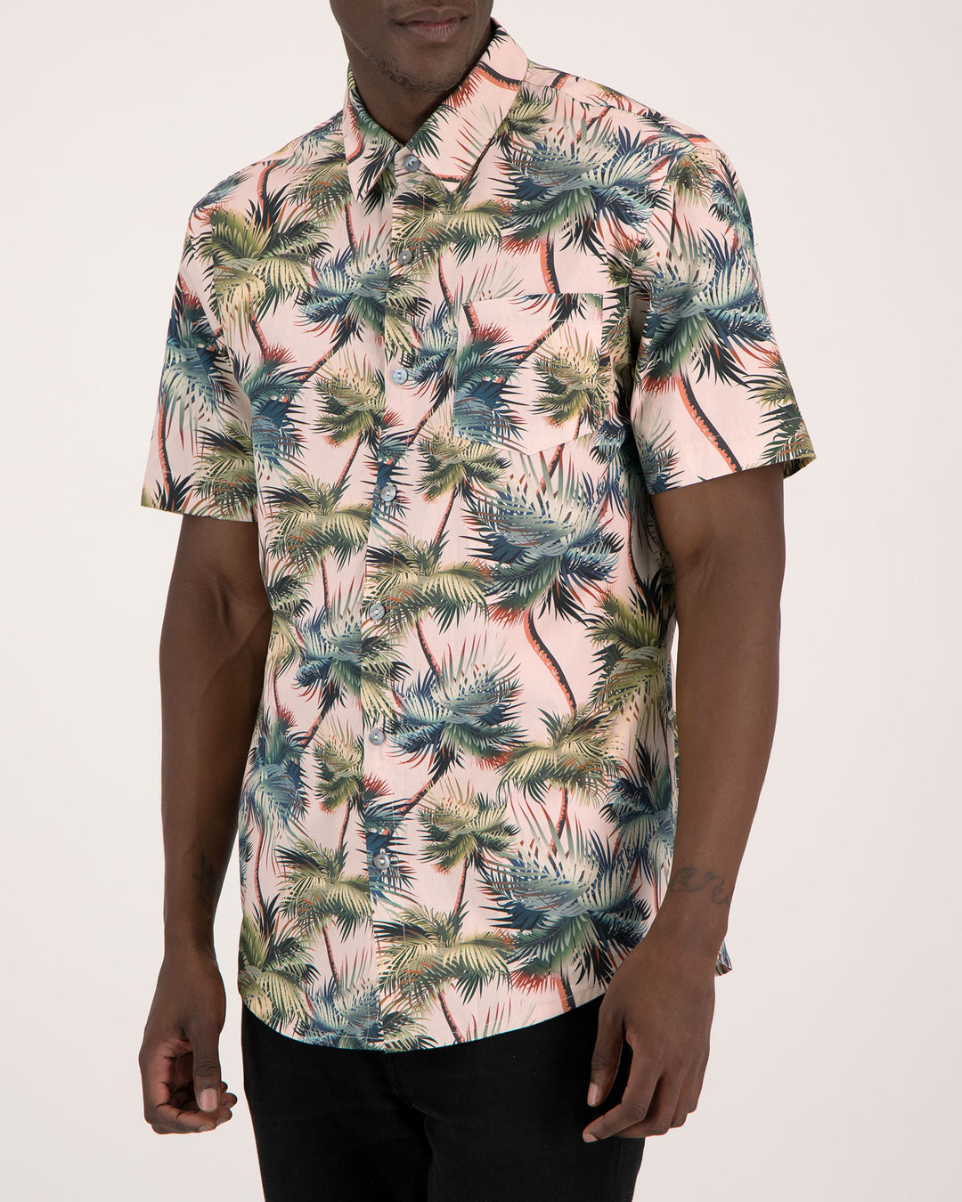 Mens Organic Cotton Holiday Shirt Las Palmas Retro Style for Summer Front - Woodstock Laundry UK