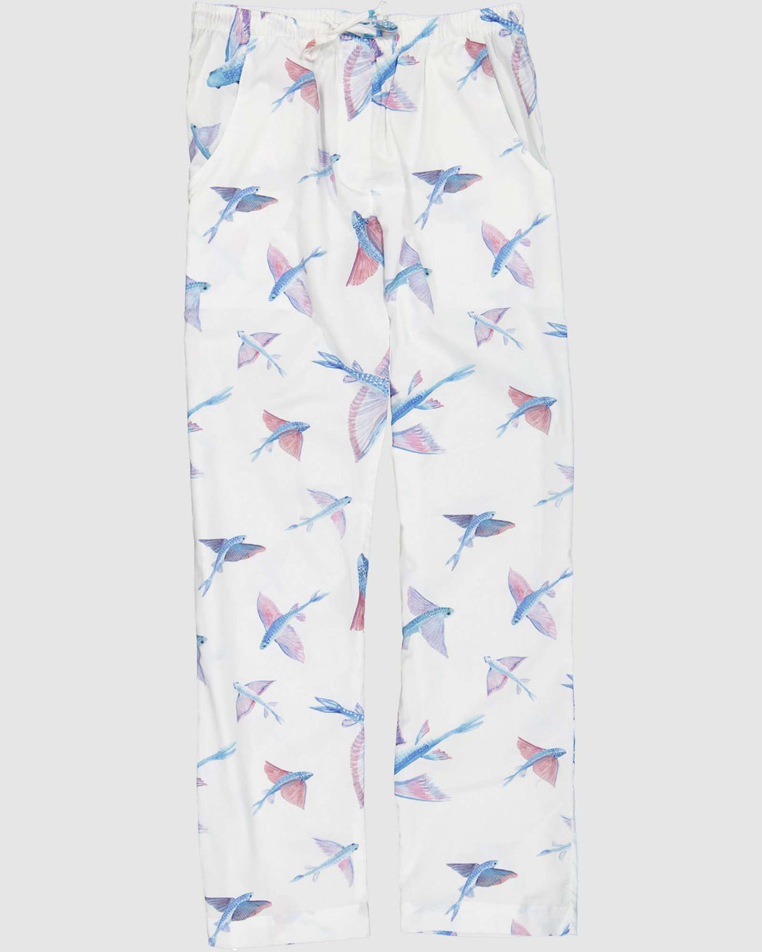 Mens Lounge Pants Flying Fish White Flatpack - Woodstock Laundry UK