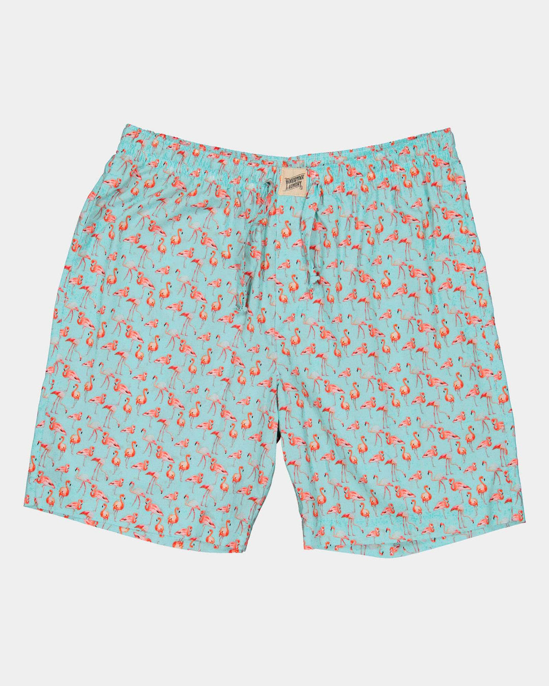 Mens Lounge Shorts Blue Flamingos Flatpack - Woodstock Laundry