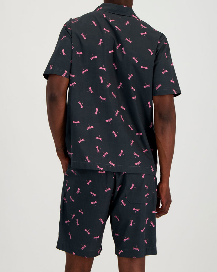 Mens Short Pyjamas Dragonflies Back - Woodstock Laundry UK