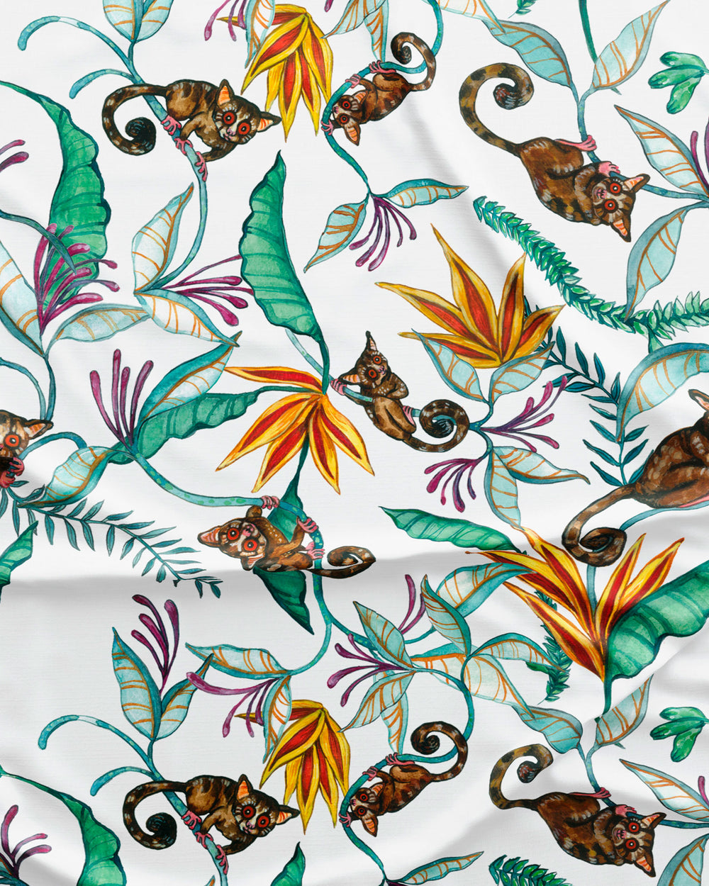 Night Monkeys White Pattern Detail - Woodstock Laundry UK