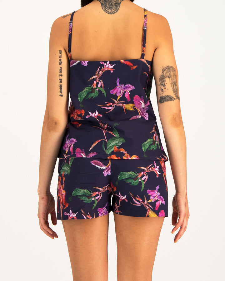 Womens Camisole Pyjamas Iris Navy Back - Woodstock Laundry UK
