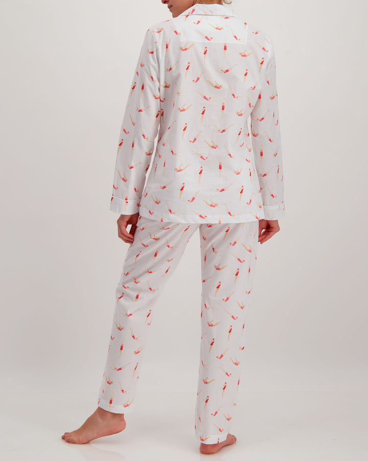 Womens Long Pyjamas Divers Back - Woodstock Laundry UK
