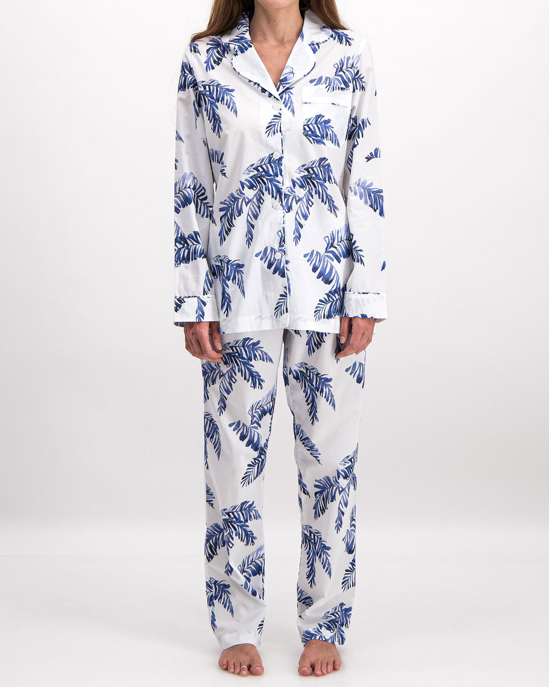 Womens Long Pyjamas Hand Leaf - Woodstock Laundry UK