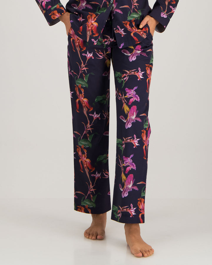 Womens Lounge Pants Iris Navy Front - Woodstock Laundry UK