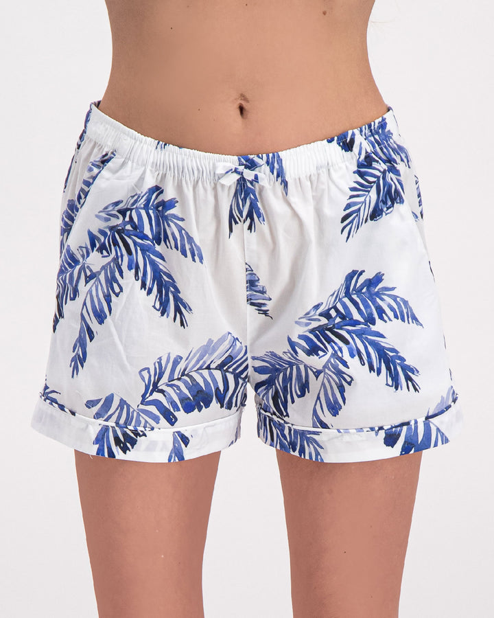 Womens Lounge Shorts Hand Leaf - Woodstock Laundry UK