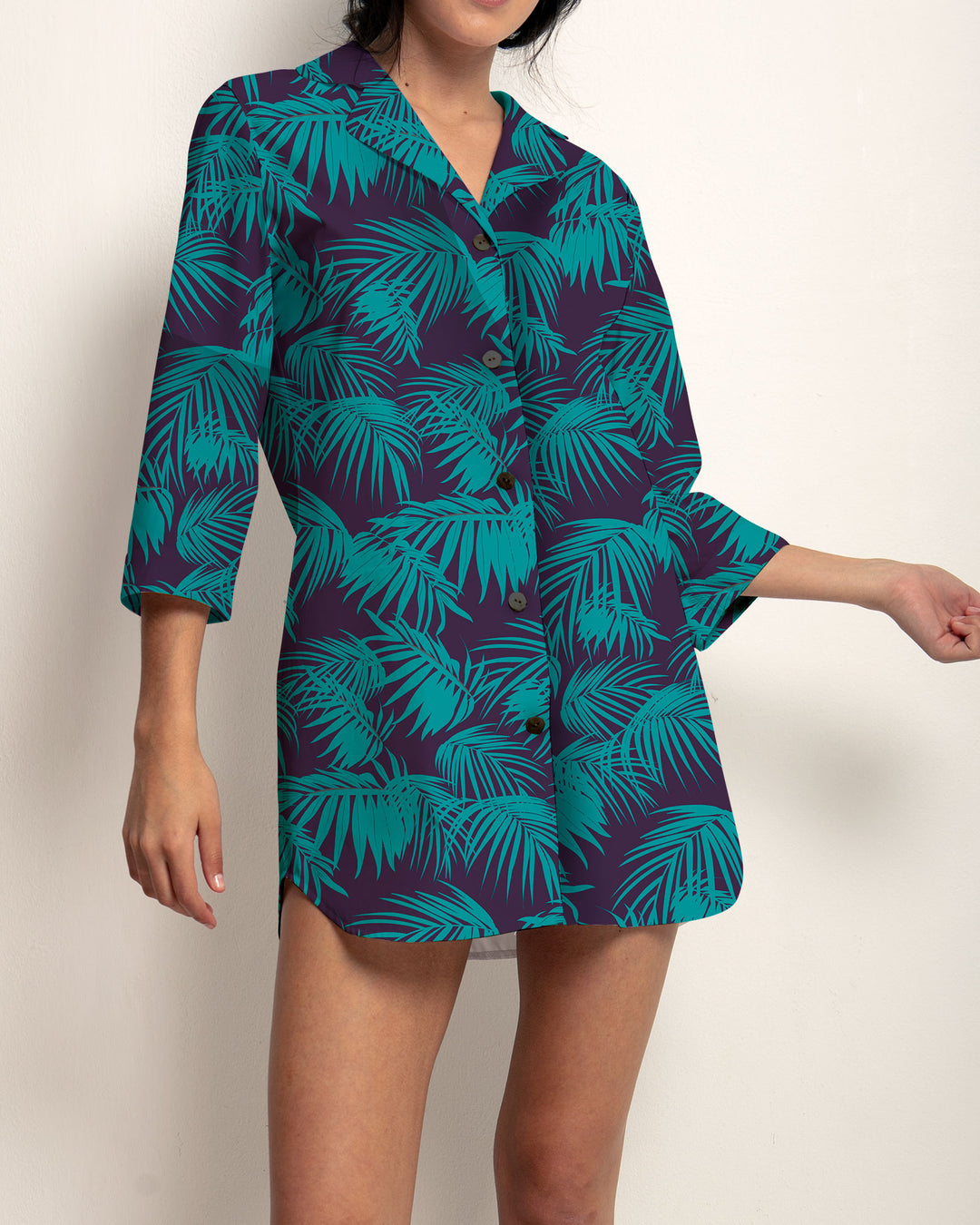 Womens Organic Cotton Sleepshirt Tropical Green - Woodstock Laundry UK