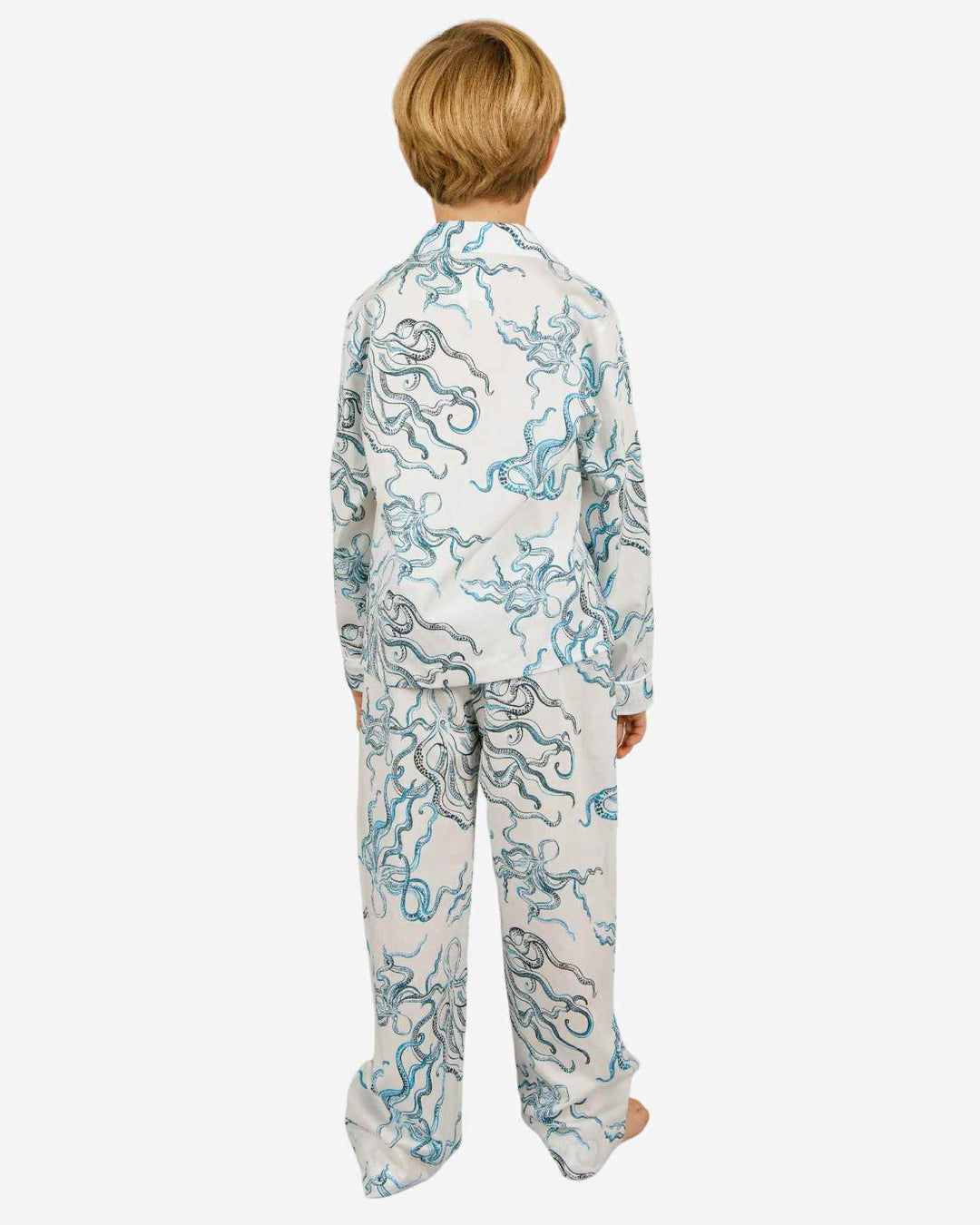 Boys Long Pyjamas - Octopus Indigo