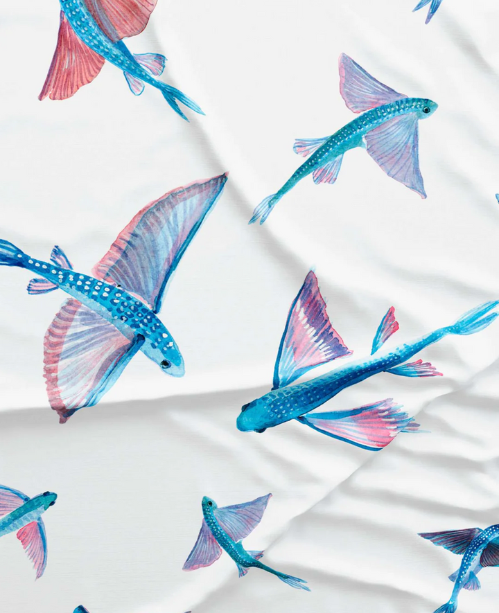 Mens Boxer Shorts - Flying Fish White