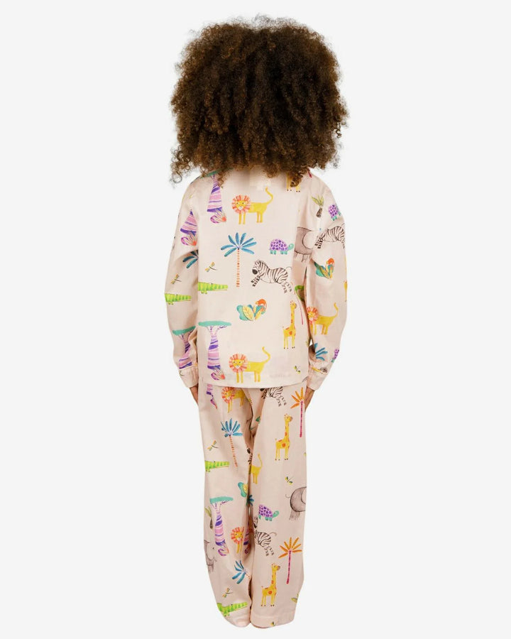 Girls Long Pyjamas - Safari Pink