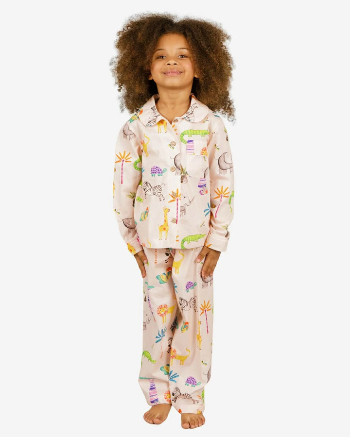 Girls Long Pyjamas - Safari Pink