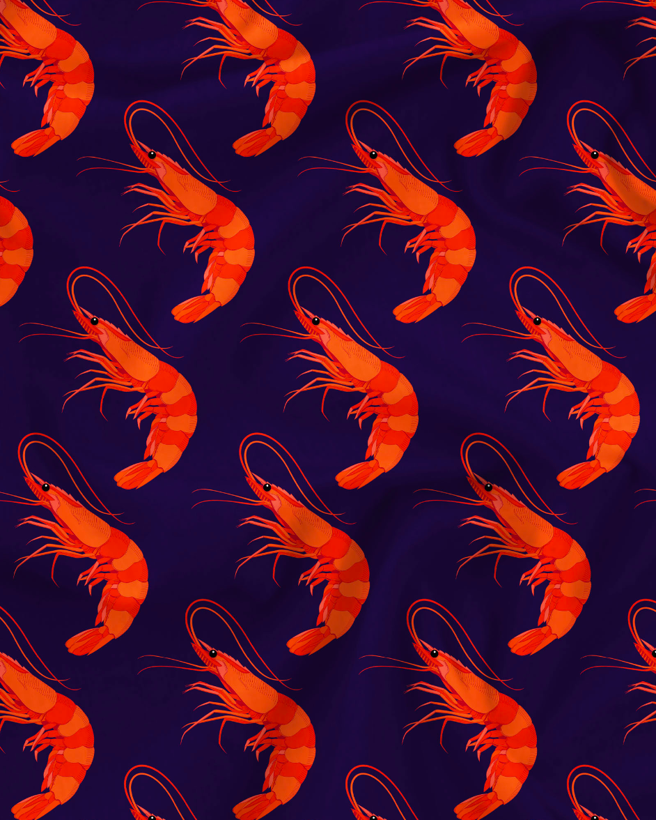 Mens Boxer Shorts - Orange Ibiza Prawns