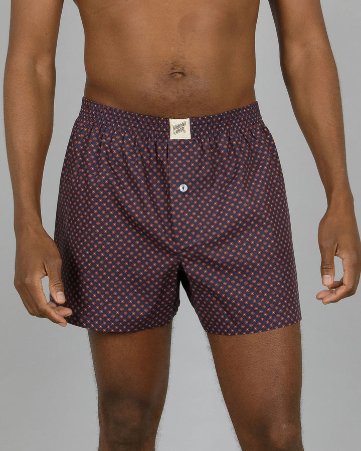 Mens Boxer Shorts - Poppy Circles Navy