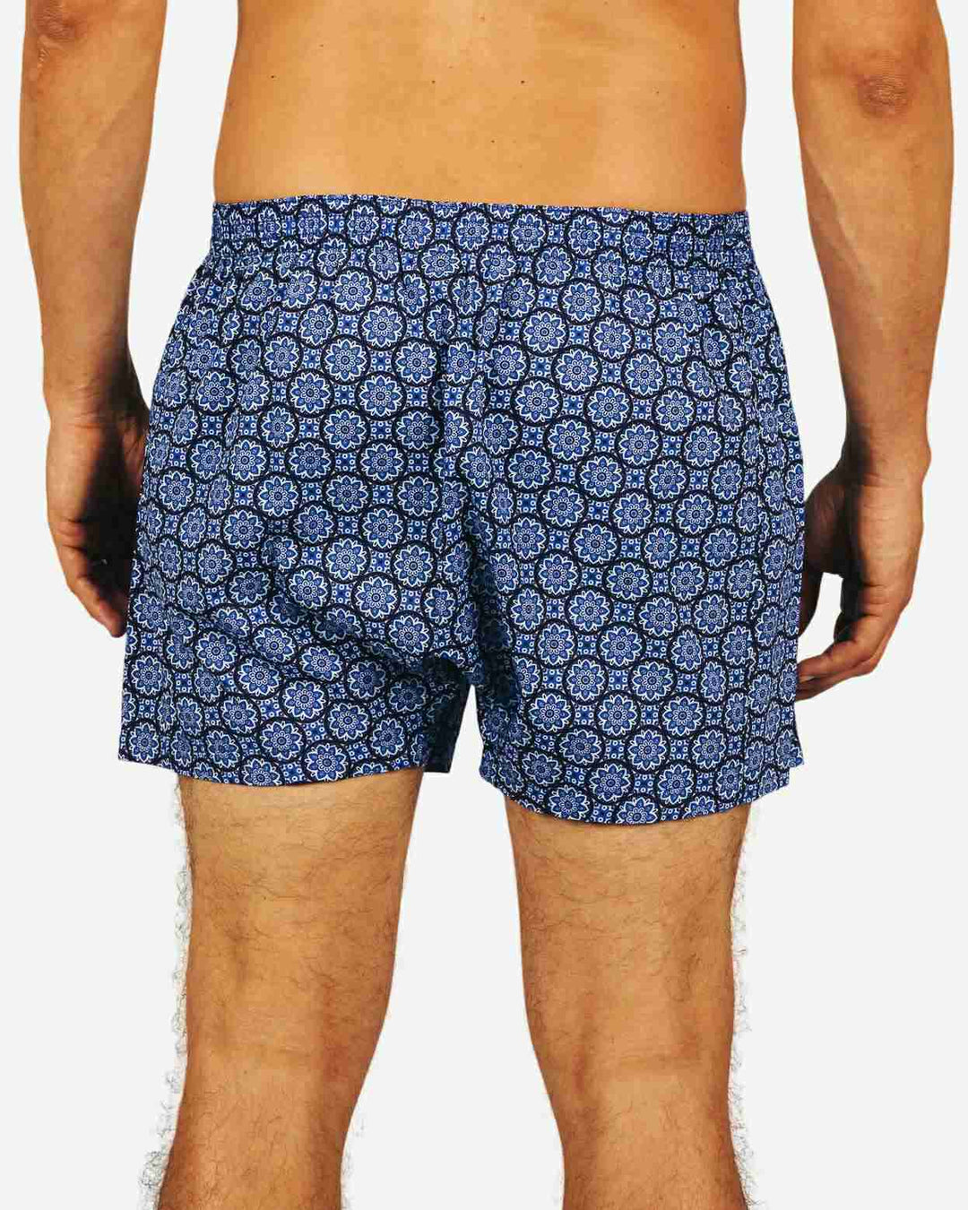 Mens Boxer Shorts - Indigo Floral