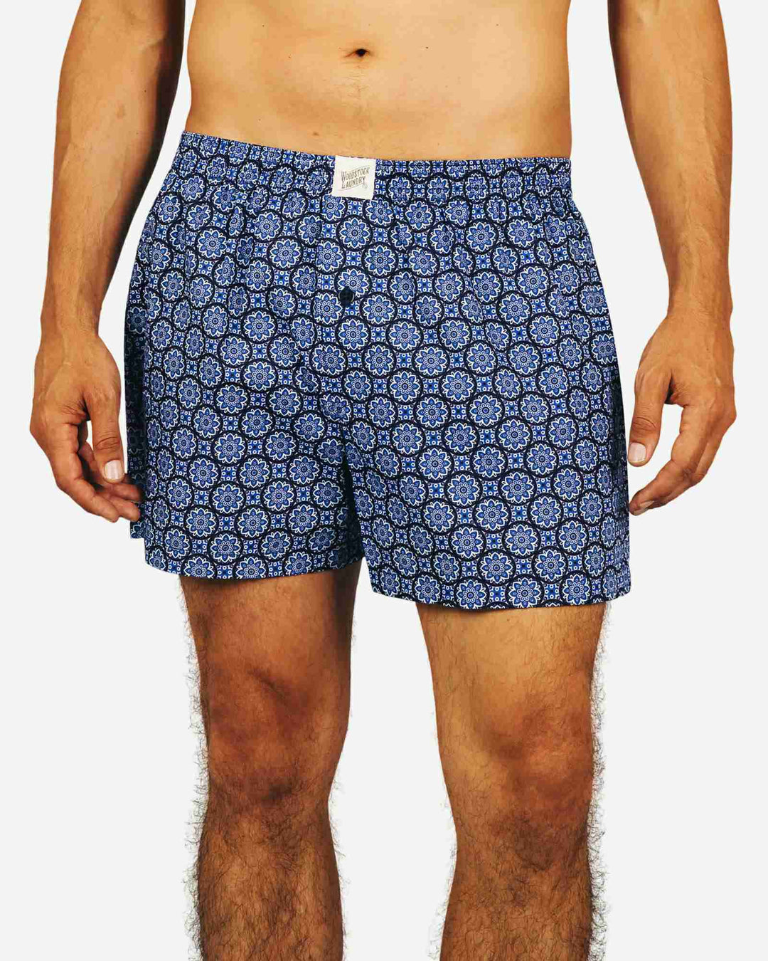 Mens Boxer Shorts - Indigo Floral