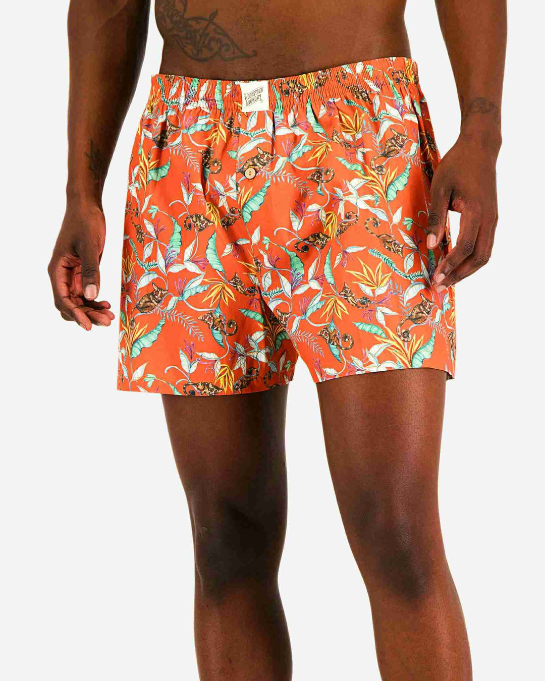 Mens Boxer Shorts - Night Monkeys Orange