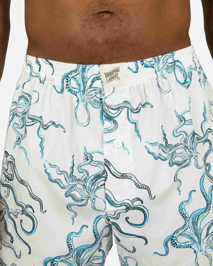 Mens Boxer Shorts - Octopus Indigo