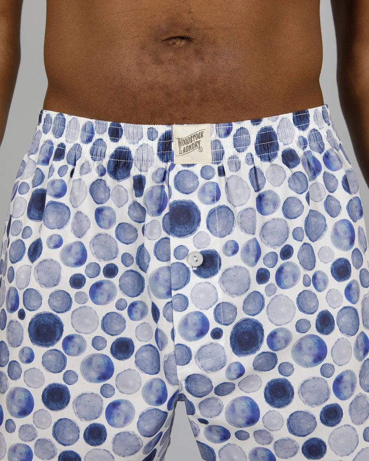 Mens Boxer Shorts - Dots Blue