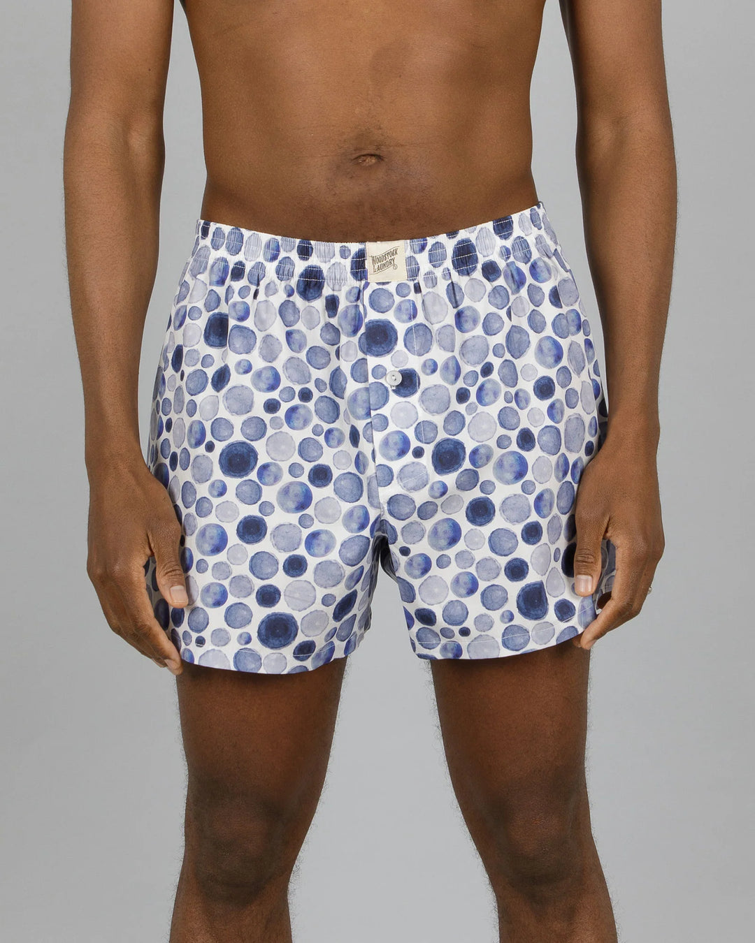 Mens Boxer Shorts - Dots Blue