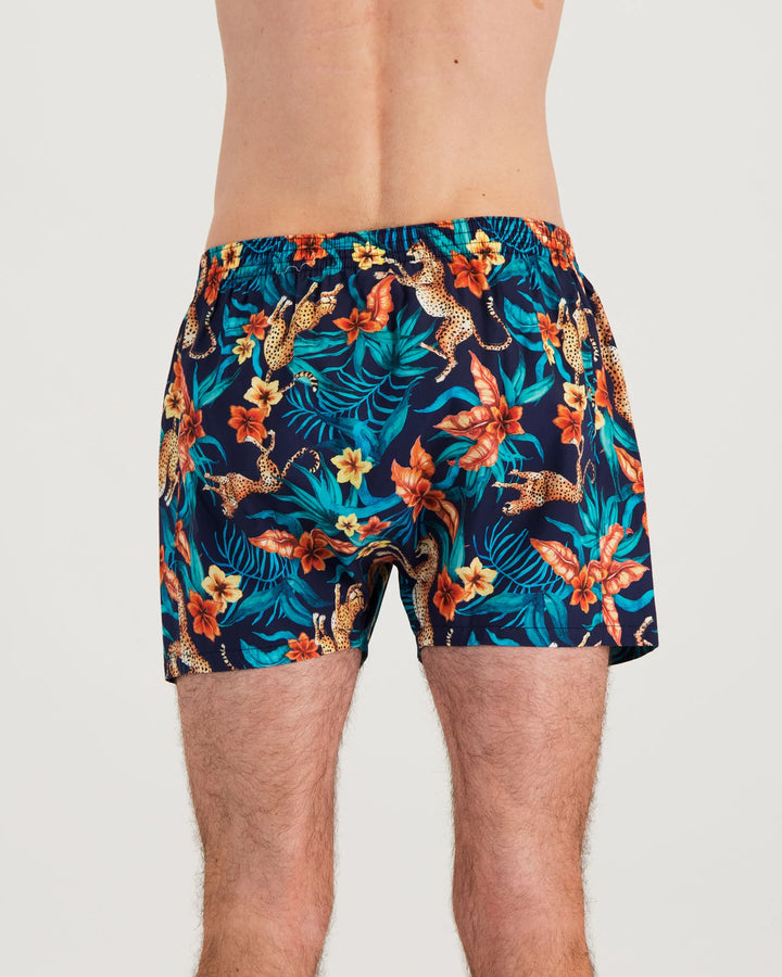 Mens Boxer Shorts - Jungle Cheetah Navy