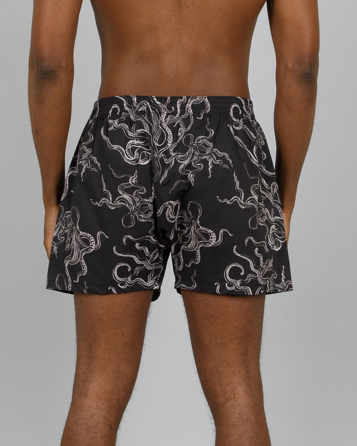 Mens Boxer Shorts Octopus Black Back - Woodstock Laundry UK