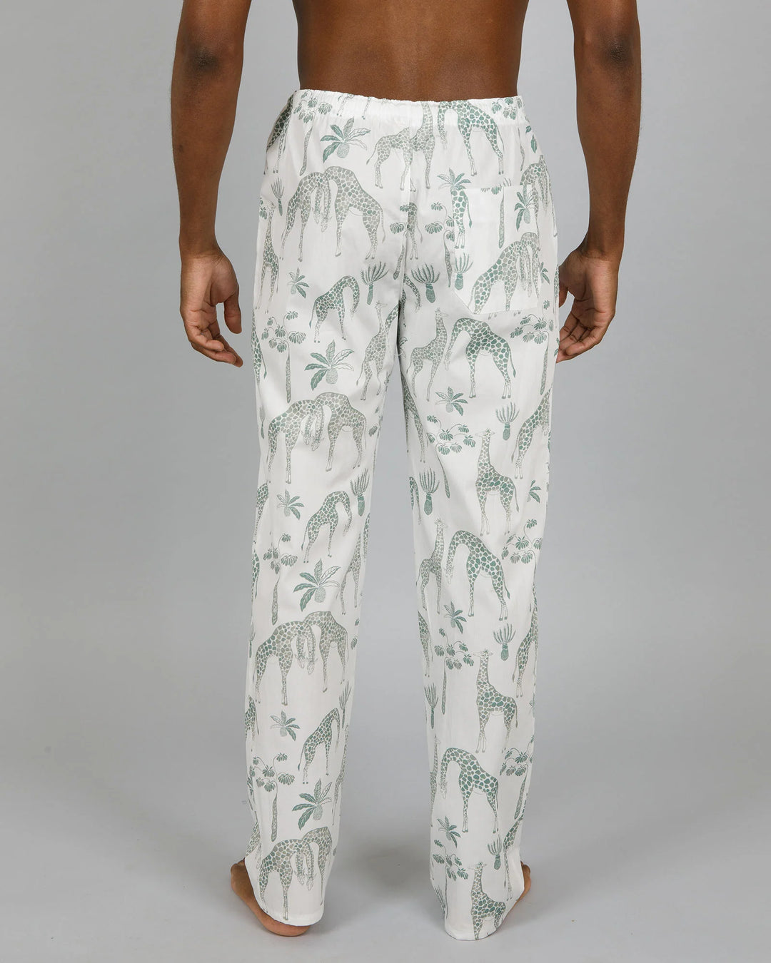 Mens Lounge Pants - Giraffes Green