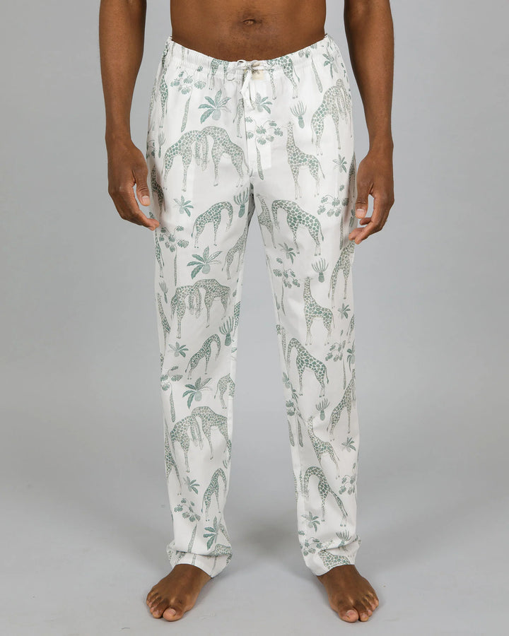 Mens Lounge Pants - Giraffes Green