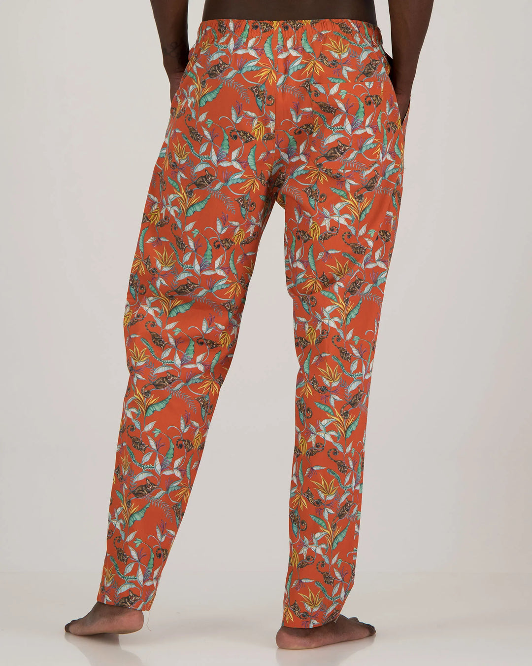 Mens Lounge Pants - Night Monkeys Orange