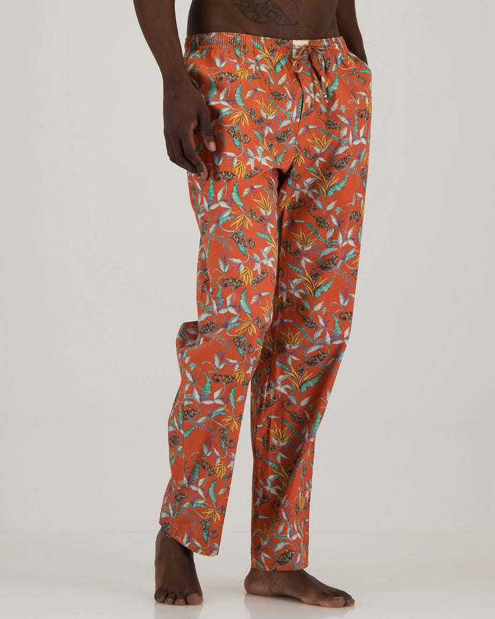 Mens Lounge Pants - Night Monkeys Orange