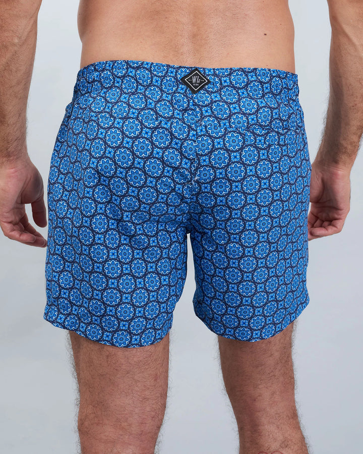 Mens Swim Shorts - Indigo Floral