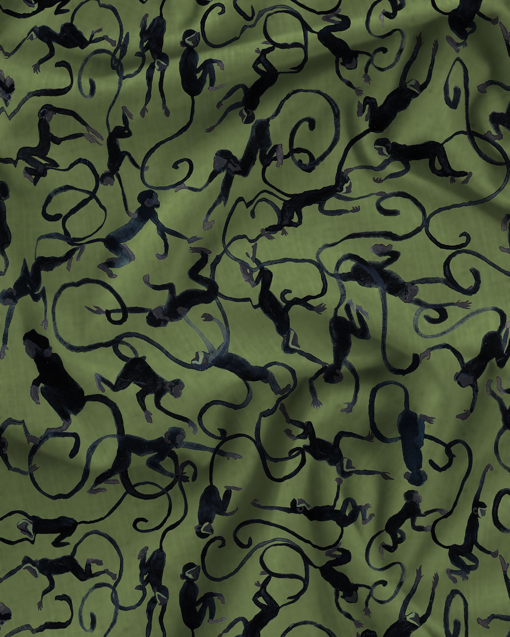 Monkeys Green Pattern Detail - Woodstock Laundry UK