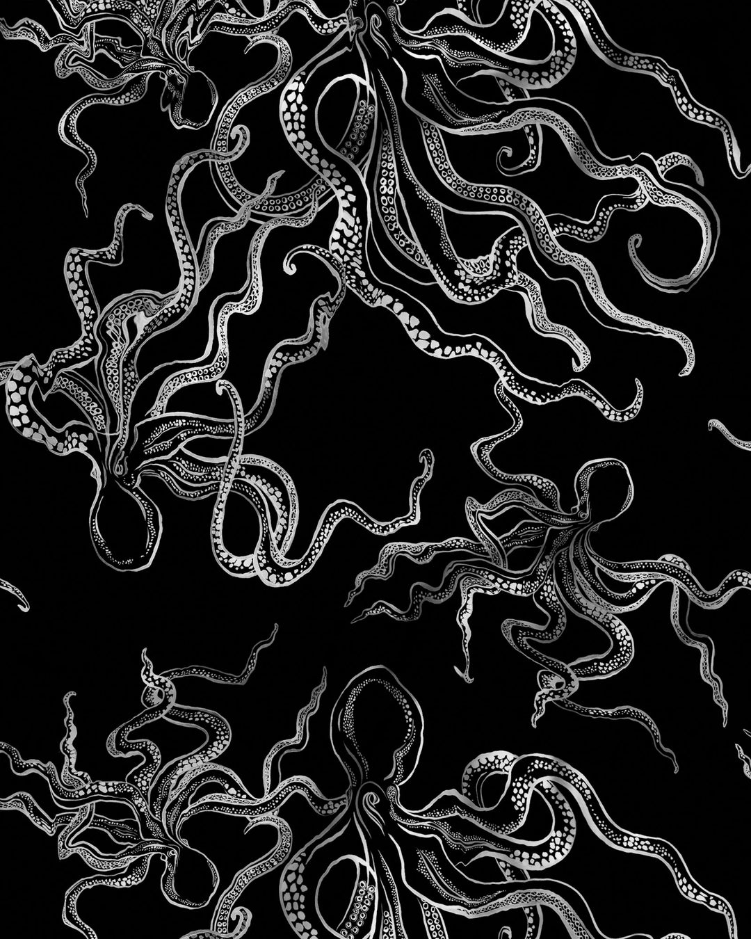 Octopus Black Pattern Detail - Woodstock Laundry UK