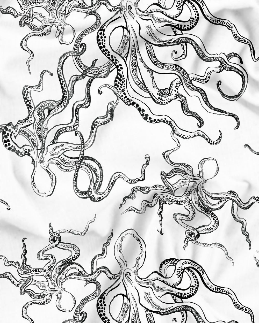 Octopus White Pattern Detail - Woodstock Laundry UK