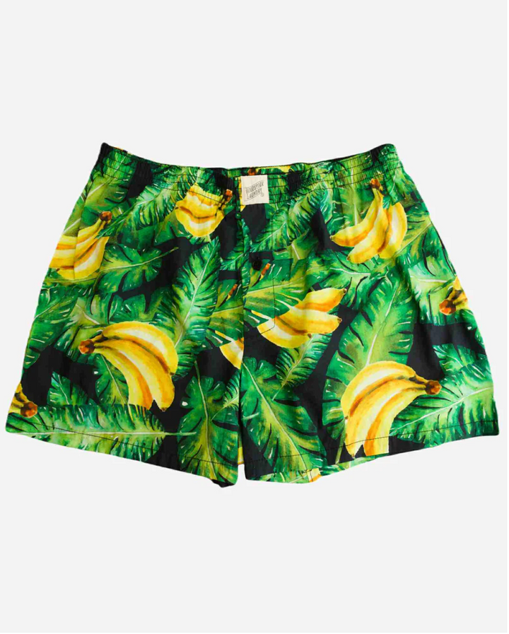 Mens Boxer Shorts - Bananas on Leaves