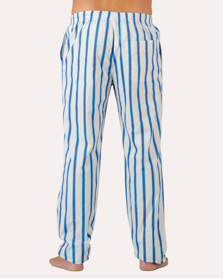 Mens Lounge Pants - Retro Blue Stripe