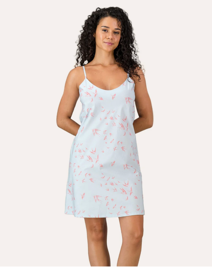 Womens Chemise Nighty - Pink Swallows