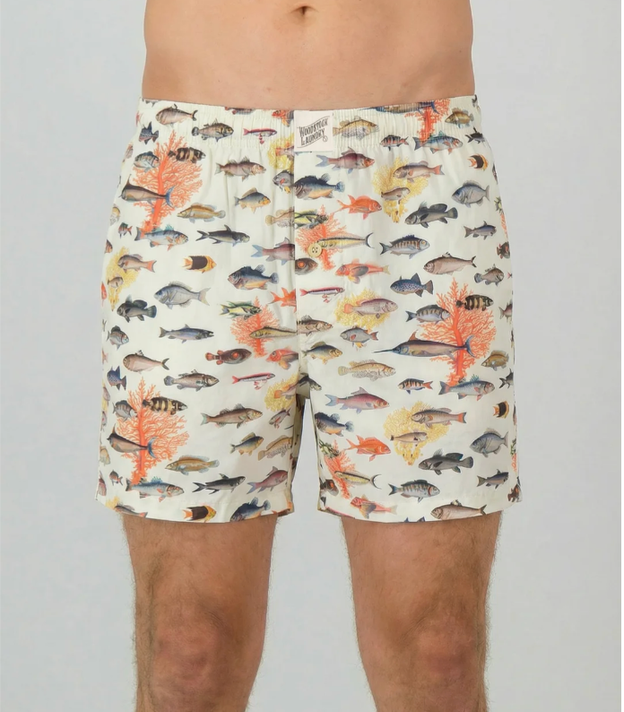 Mens Boxer Shorts - Fish Sand