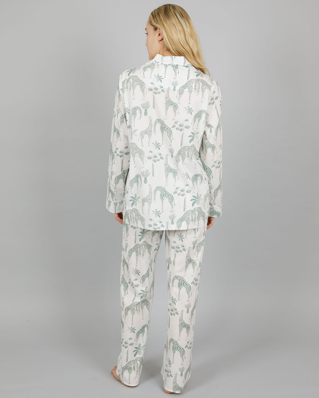 Womens Long Pyjamas - Green Giraffe