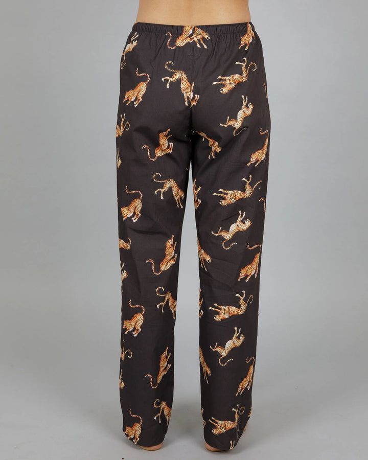 Womens Lounge Pants - Jumping Cheetah