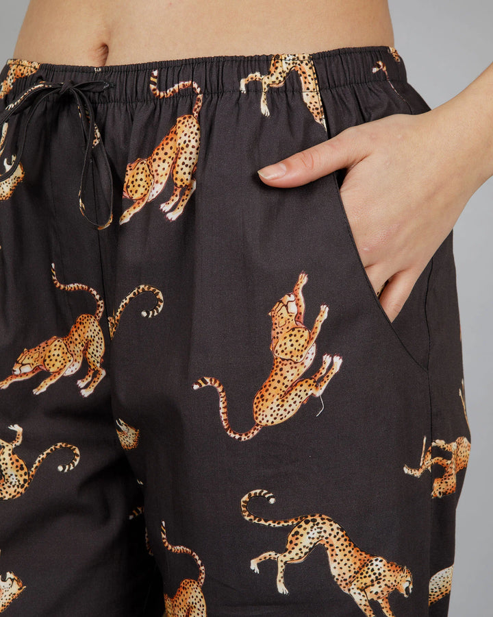 Womens Lounge Pants - Jumping Cheetah