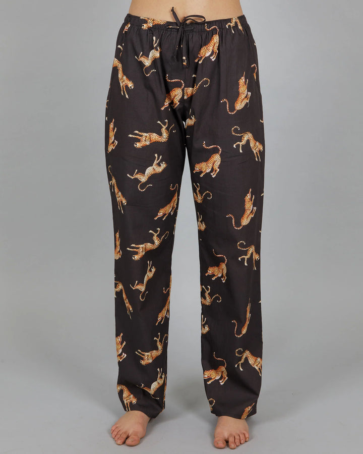 Womens Lounge Pants - Jumping Cheetah