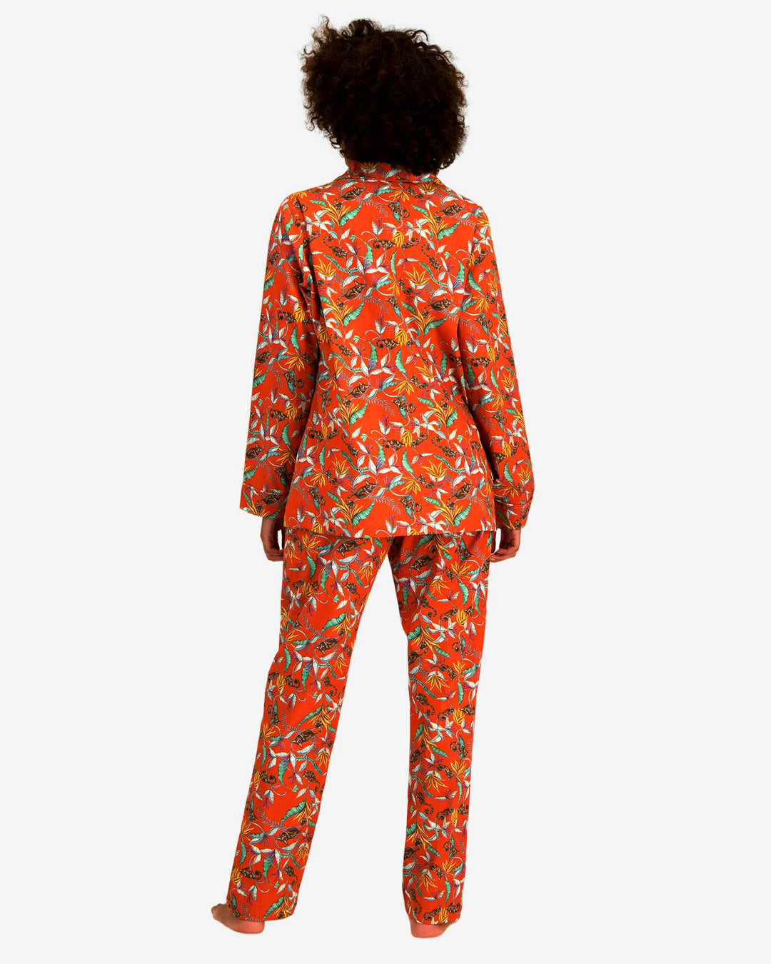 Womens Long Pyjamas - Night Monkeys Orange