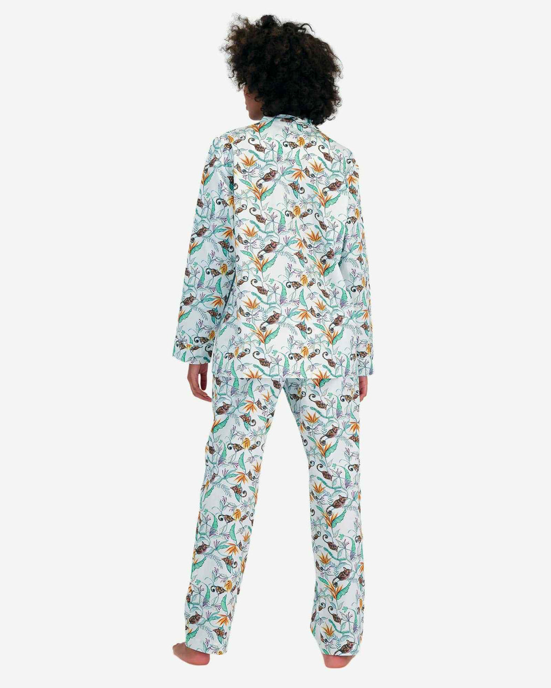 Womens Long Pyjamas - Night Monkeys White