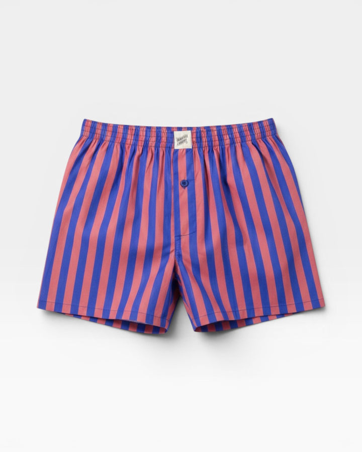 Mens Boxer Shorts - Blue & Red Stripe