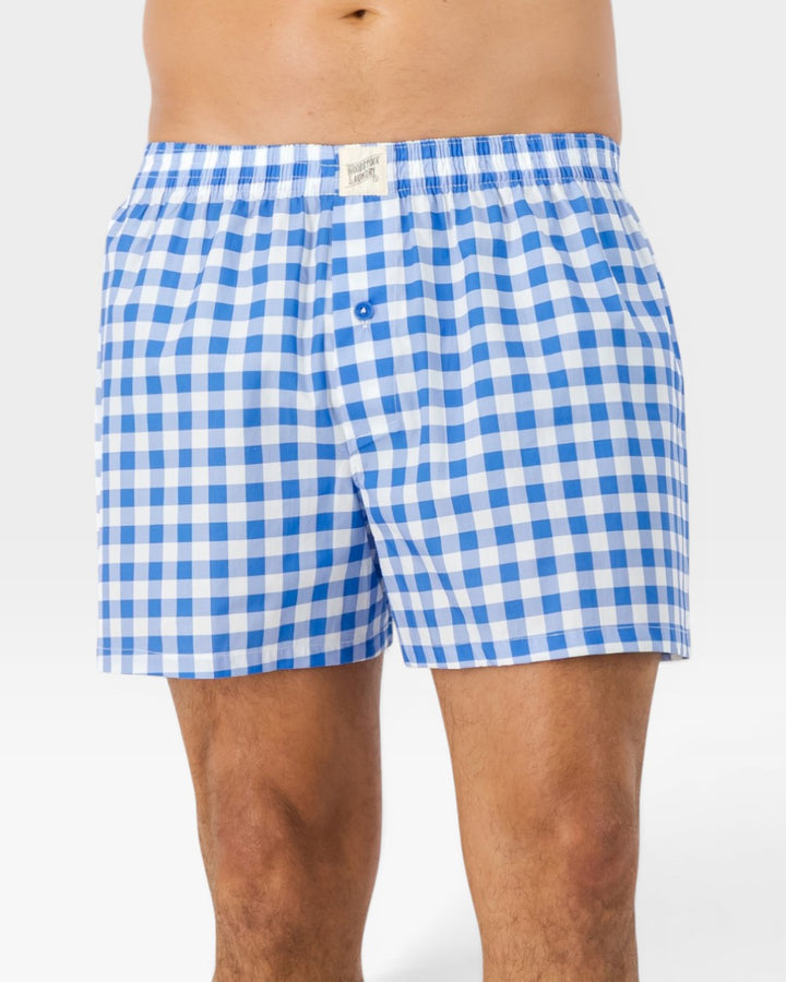 Mens Boxer Shorts - Blue Gingham