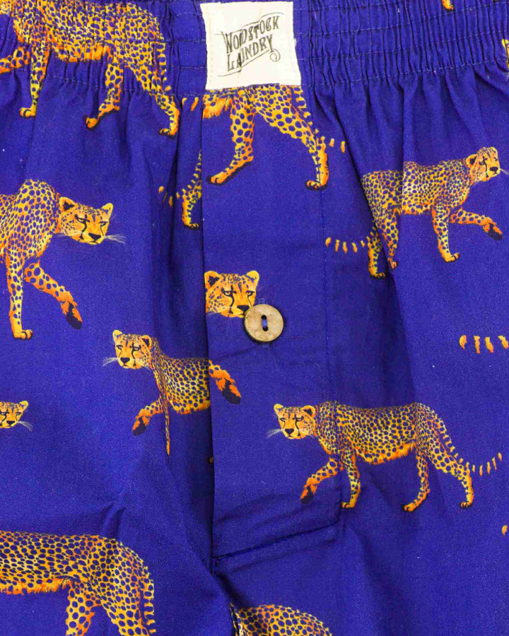 Mens Boxer Shorts - Blue Cheetahs